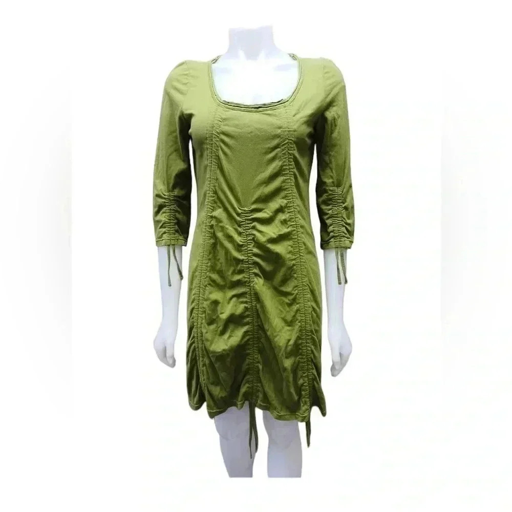 Neon Buddha Green Ruched Dress Tunic Size Small